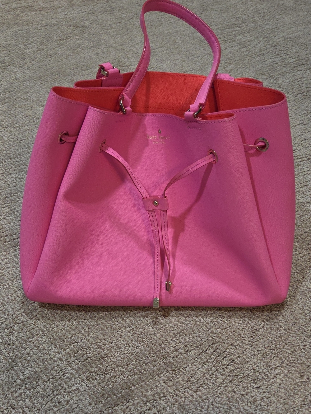 kate spade Hot Pink Drawstring Saffiano Tote